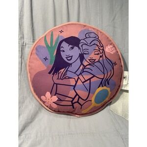NWOT Walt Disney Parks Princess 12" Round Plush Pillow w/ Mulan & Belle